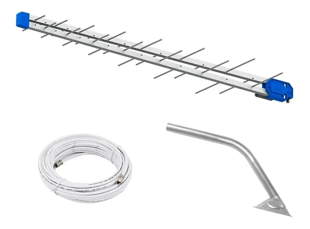 Antena Tv Digital Externa Log28 Hd + Suporte + 15m Cabos