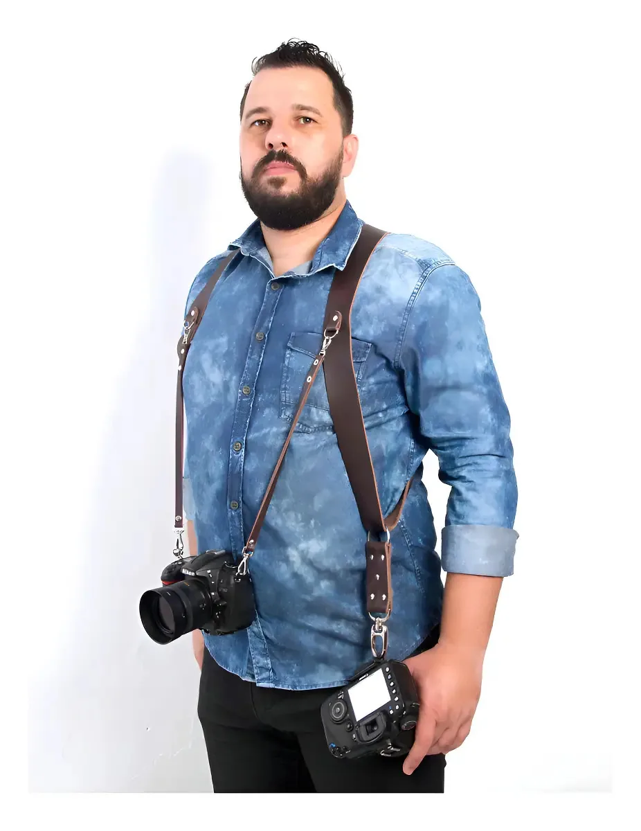 Alça Dupla Em Couro Ded Cases Para 2 Dslr | Ajustável