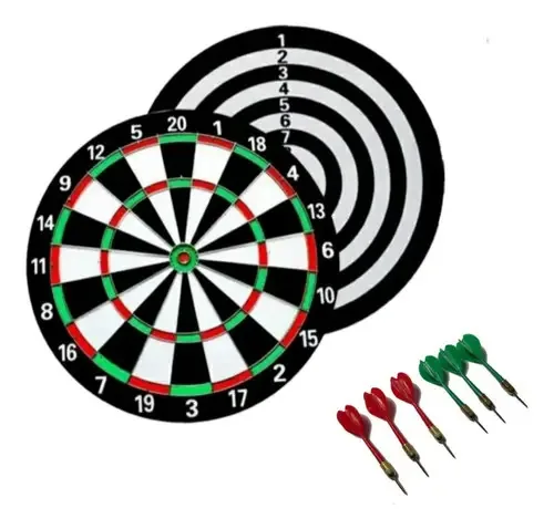 Jogo de Dardos Dupla Face 30cm Preto Fortsports com 6 Dardos
