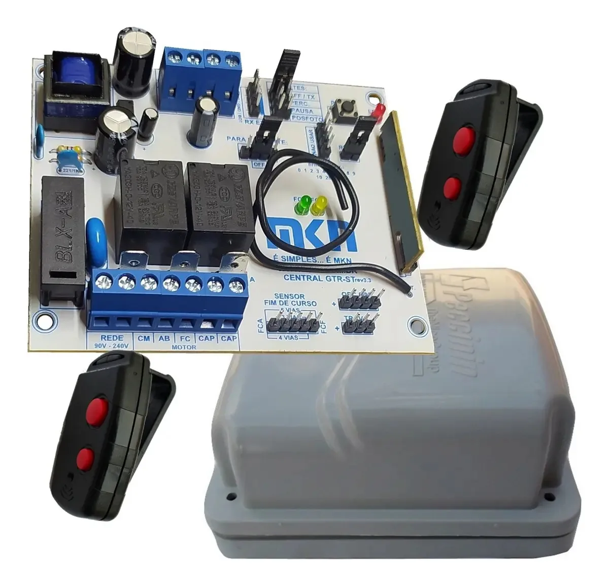 Central Automática Peccinin Gatter 3010 Cinza Bivolt com 2 Controles e Tampa