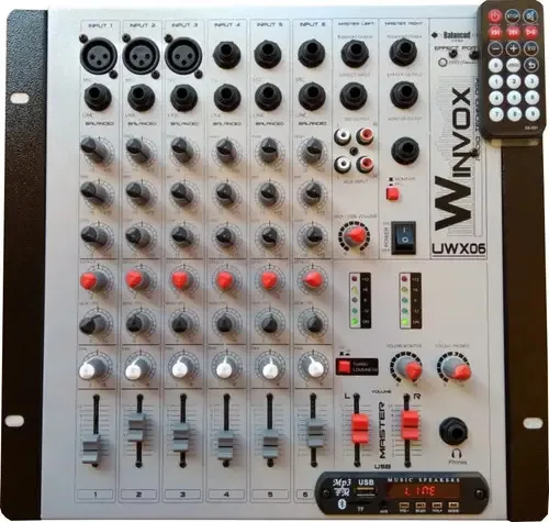 Mesa De Som Bluetooth 06 Canais Uwx 06 Usb Efeito Fm