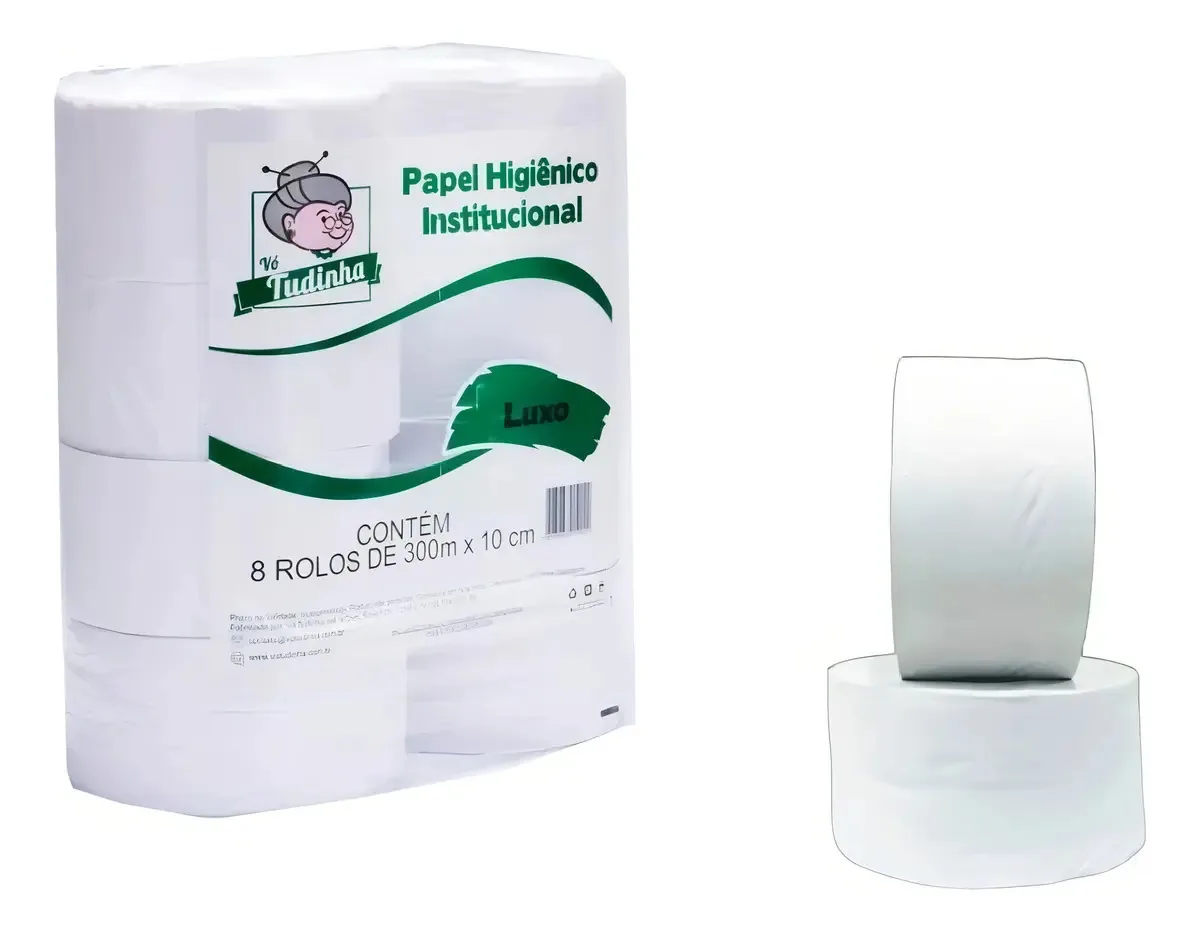 Papel Higiênico 300 Metros Branco Luxo - 8 Rolos