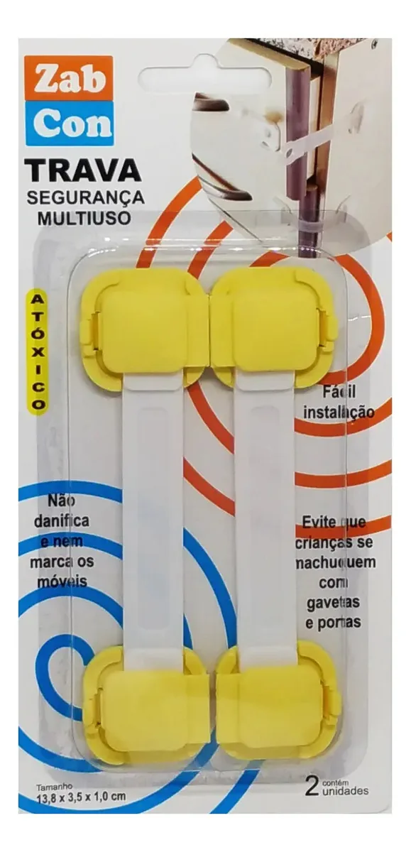 Kit 02 Travas Segurança Bebê Gaveta Armário Amarelo Bco