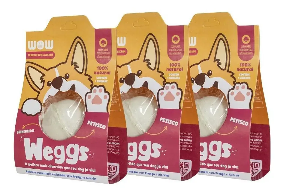 Kit Petiscos Naturais para Cães Weggs Frango - Wow Labs
