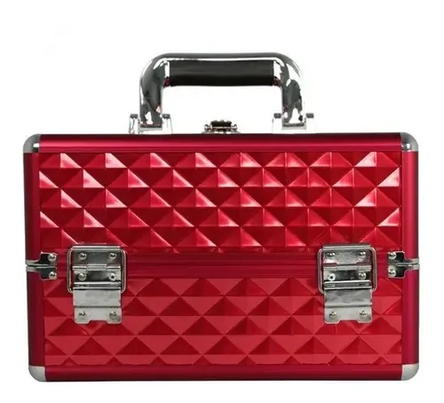 Maleta Maquiagem Profissional Diamante - Cor Vermelho