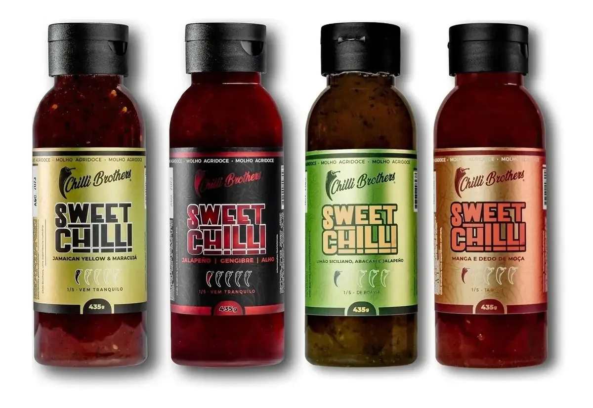 Kit 4 Molhos De Pimenta Sweet Chilli Artesanal 435gr Premium