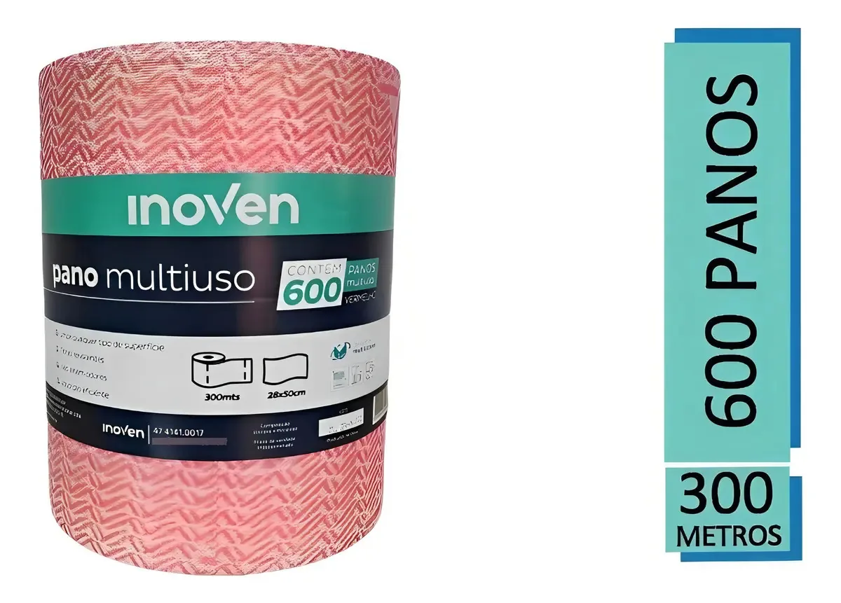Pano Limpeza Multiuso - Tipo Perfex - 28x300mts - 600 Panos Cor Vermelho