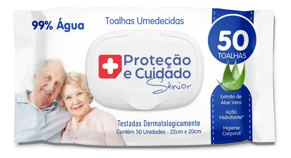 Toalha Umedecida Proteção E Cuidado Senior 50un