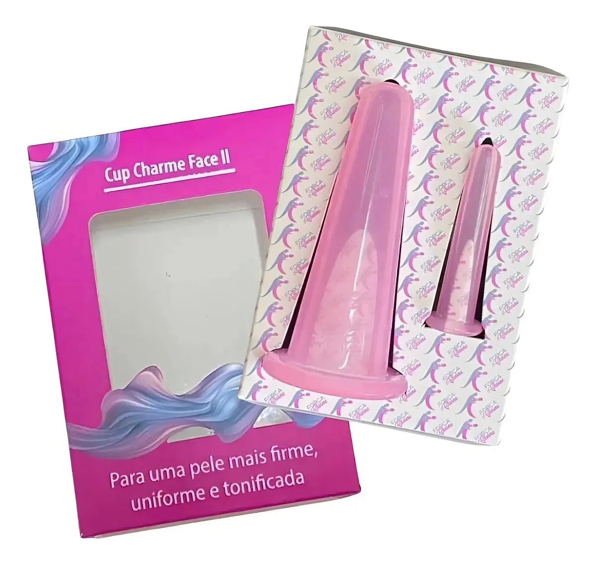 Beleza10 Cosméticos Cup Face II - Rosa kit 2 cones ventosas silicone massagem facial