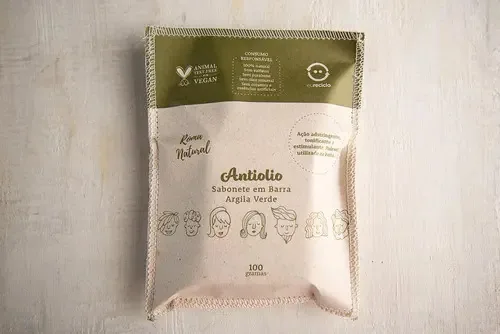 Kit Natural Vegano Natural: 3 Sabonetes Argila Verde