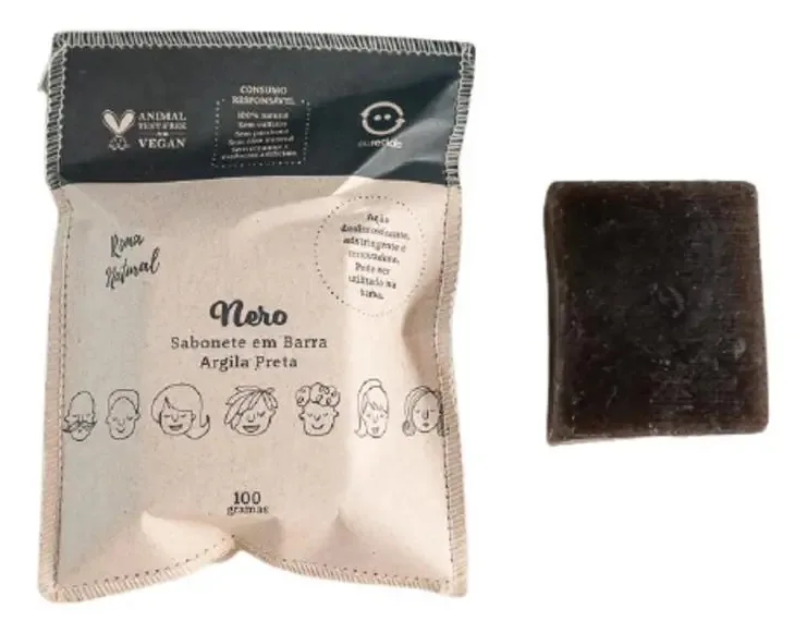 Kit Natural E Vegano 2 Sabonetes Argila Negra- Nero
