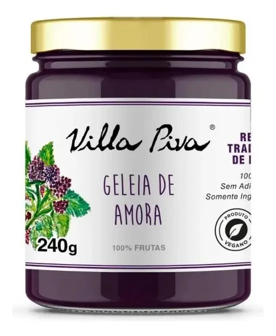 Geleia 100 Fruta Amora Villa Piva Vidro 240g