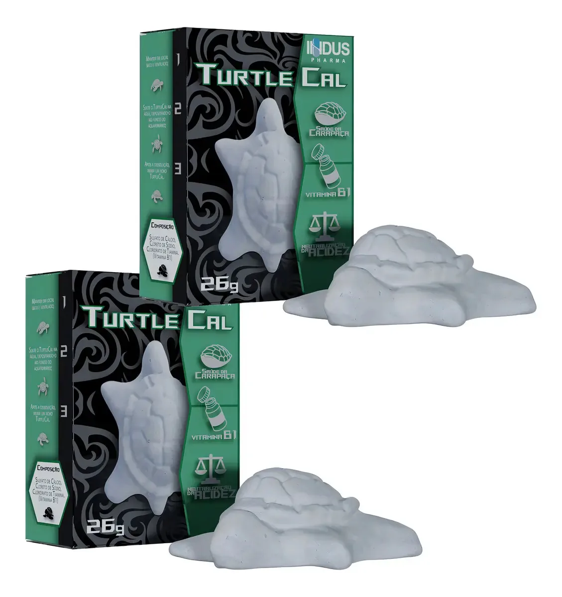 Kit 2un Turtle Cal Induspharma Calcio P/ Tartaruga Tigre 26g