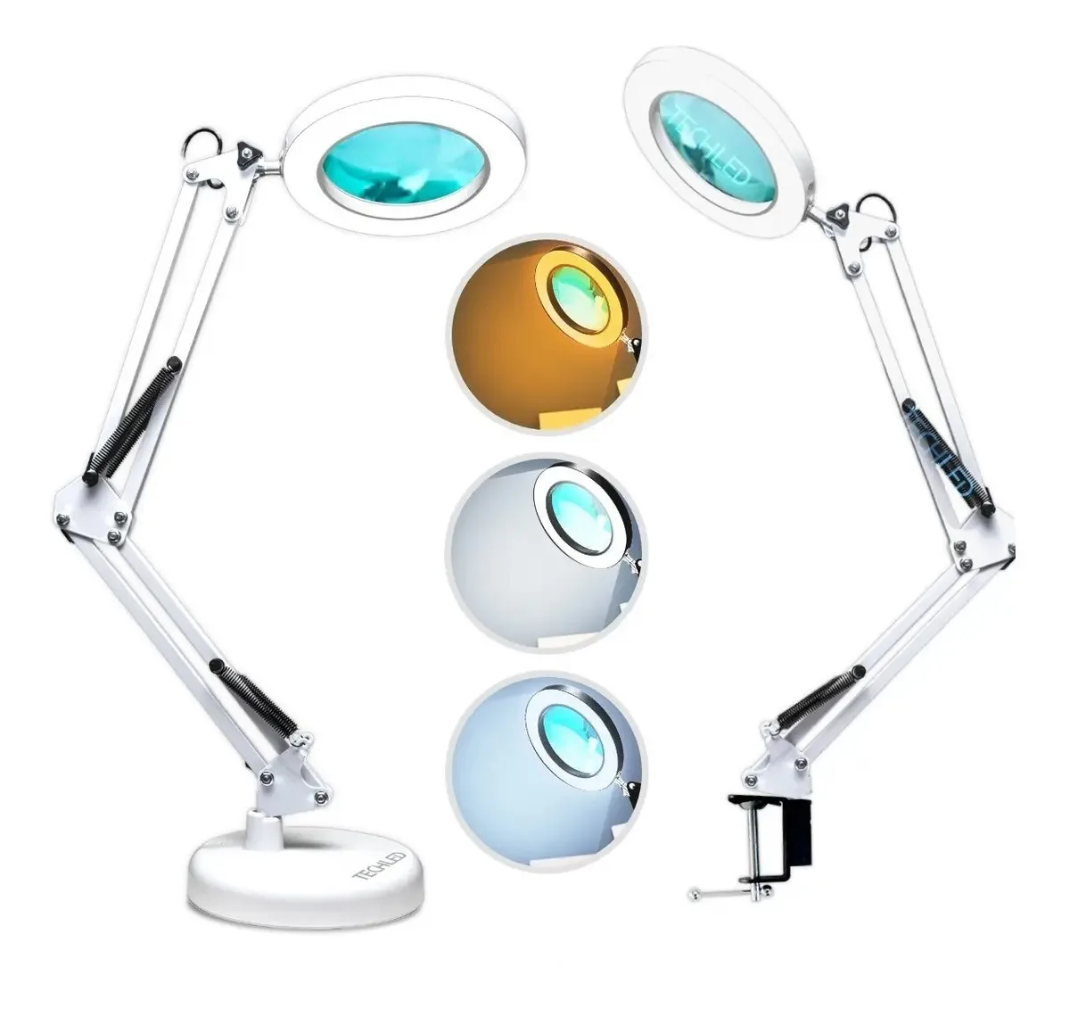 Lupa Estetica Luminaria Ring Light Articulada Bancada 12w