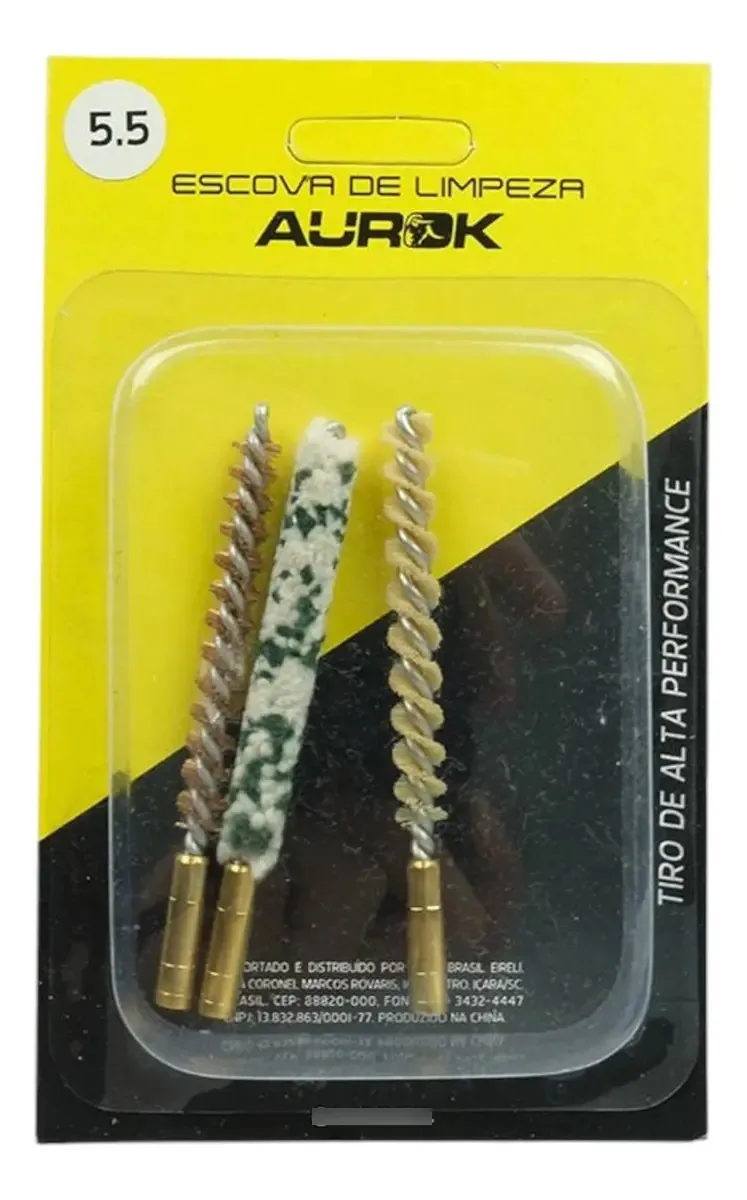 Escova P/ Limpeza De Armas Aurok 5.5mm 3 Peças