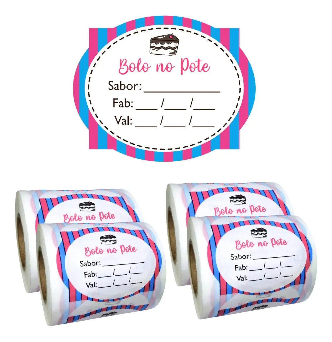 230 Etiquetas Para Bolo No Pote 50x40mm
