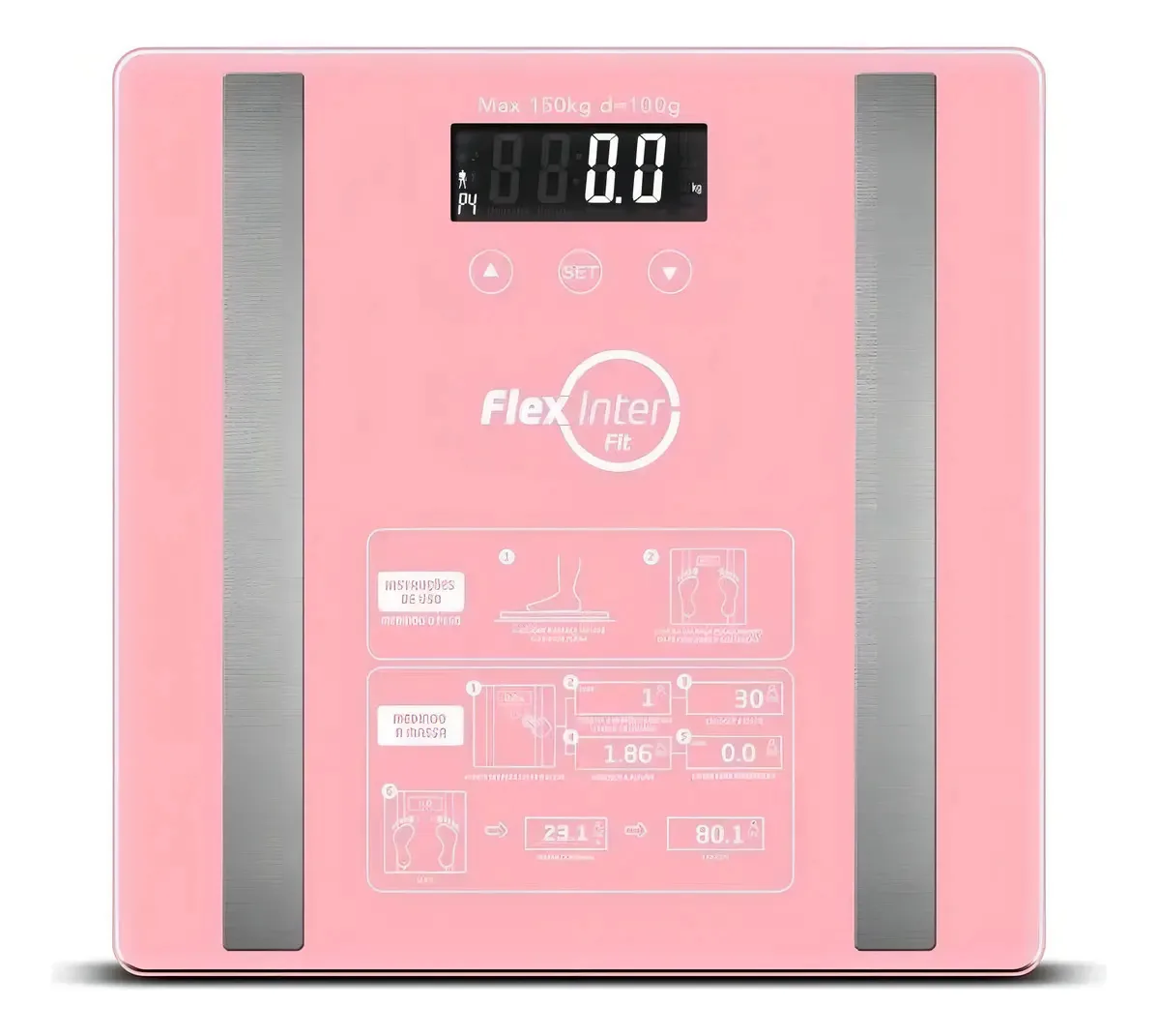 Balança Digital Corporal Bioimpedancia Banheiro Cor Rosa