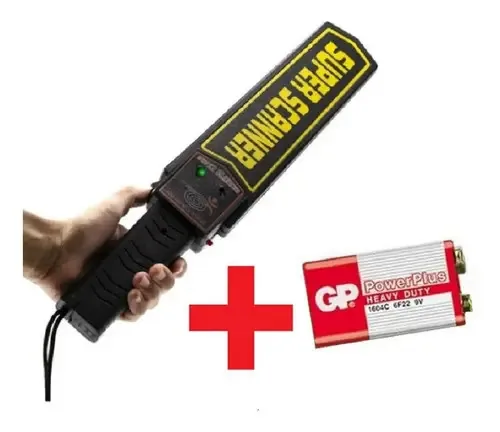 Detector De Metais Manual Com Pilha 9v Cor Preto