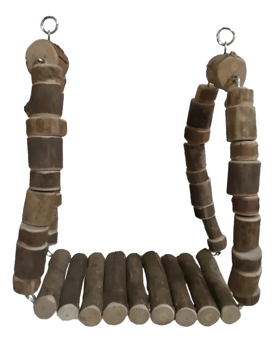 Brinquedo Para Aves Balanço Eucalipto G Cor Madeira