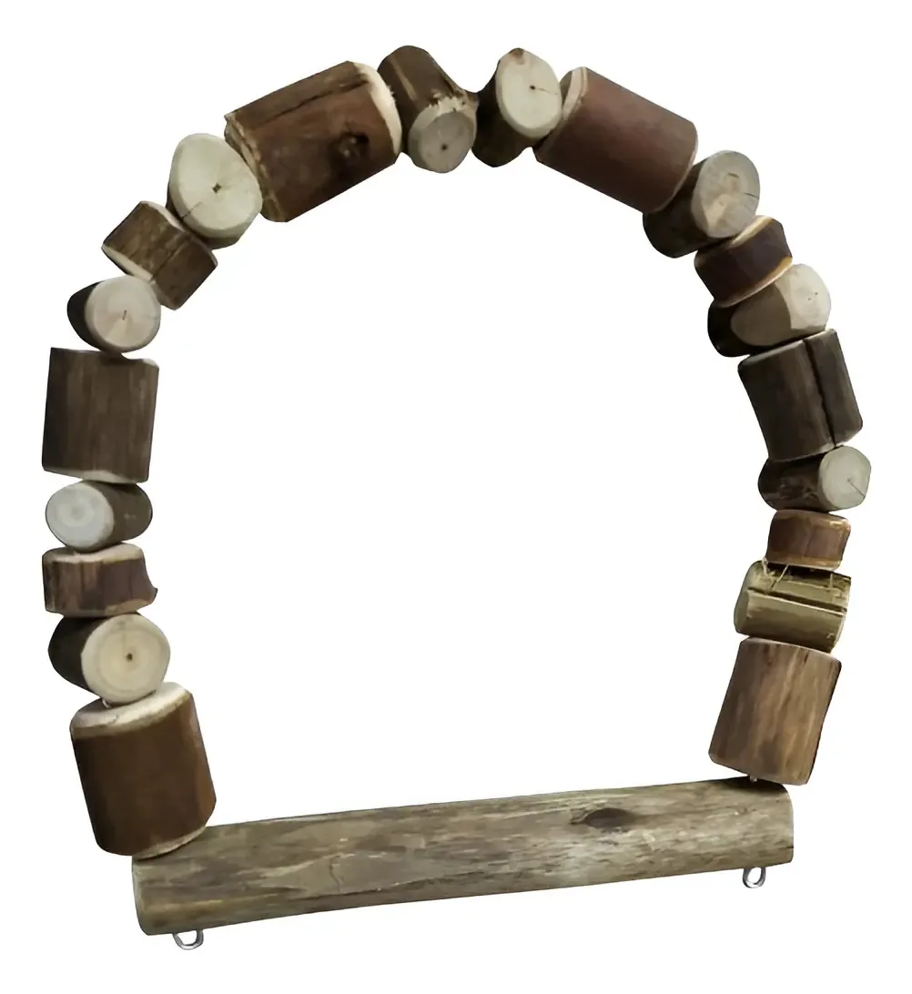 Brinquedo Para Aves Arco Eucalipto P Cor Madeira natural