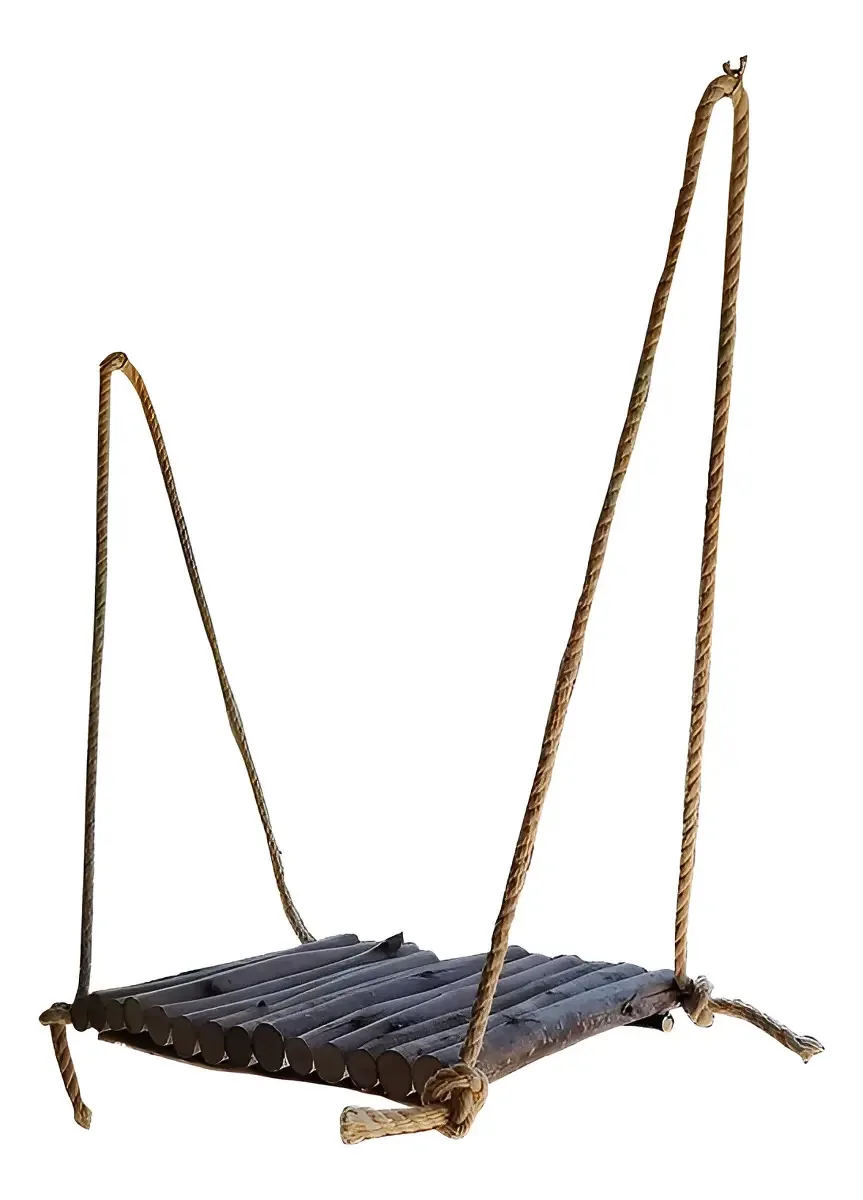 Brinquedo Para Aves Balanço Eucalipto Sisal G Cor Madeira