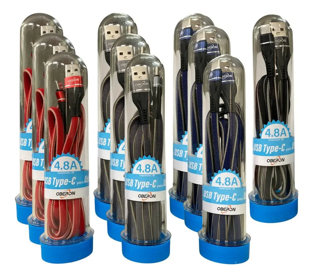 Kit 10 Cabos Tipo C Turbo 2m Reforçado Nylon E Dados