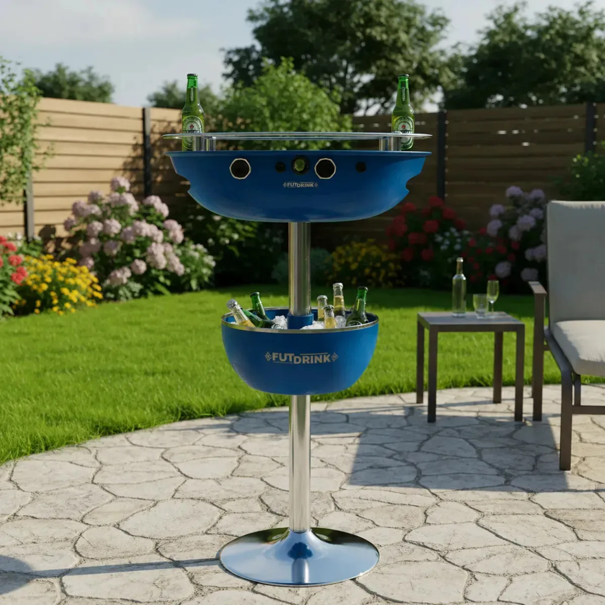 Bistrô Futdrink Pebolim E Suporte Para Bebidas 3 Em 1 Cor Da Mesa De Pebolim Azul-escuro
