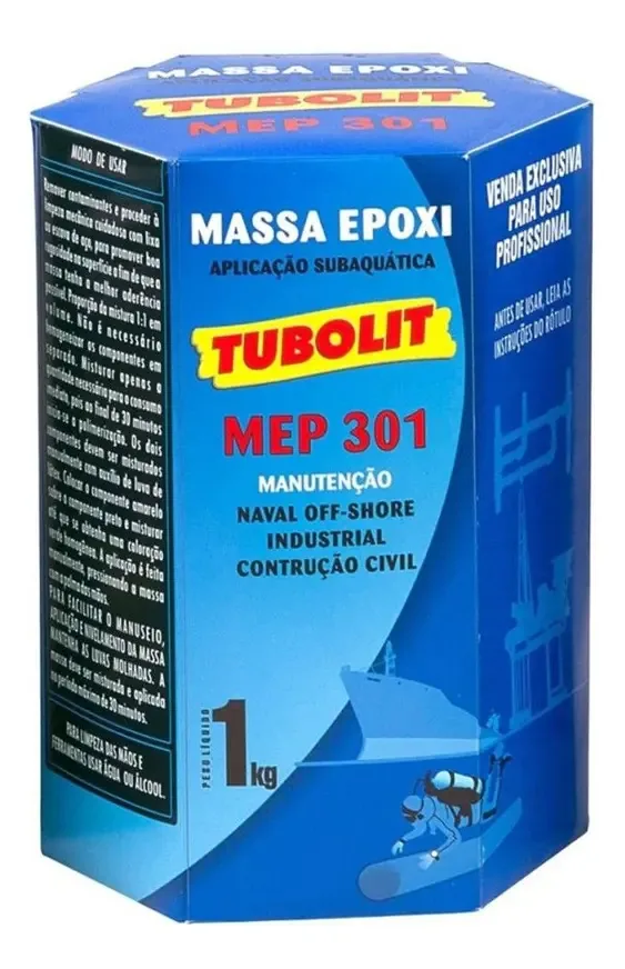 Massa Epoxi Tubolit Mep 301 1kg Reparo Subaquático Poliamida