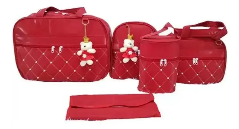 Bolsa Maternidade Kit Completo 5 Peças Courino Pérola