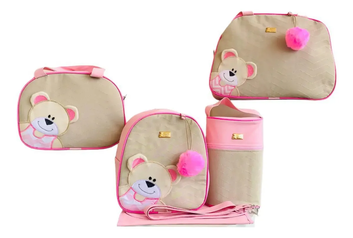 Bolsa Maternidade Kit Completo 5 Courino Ursa