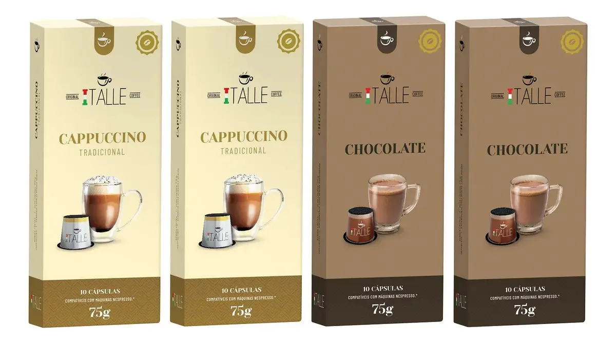 Capsulas Cappuccino Chocolate Compativel Nespresso Capsulas Infusões 40 Cápsulas Café Italle