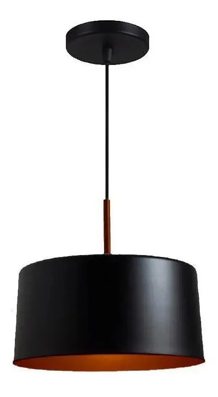 Pendente Grande Bilboquê Preto Com Cobre