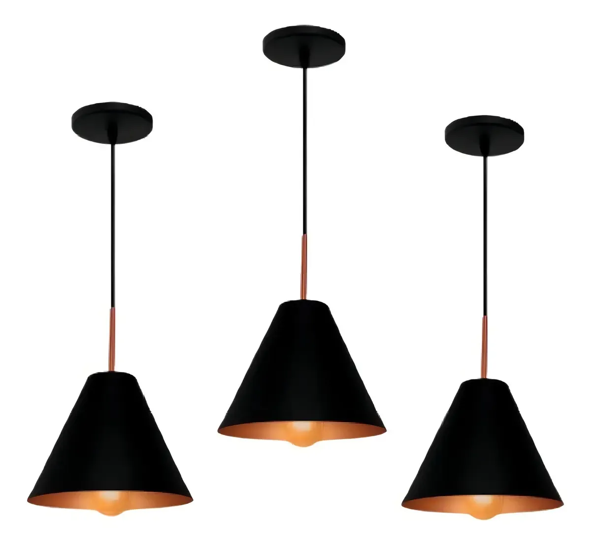 Kit 3 Lustre Pendente Bulguima (preto/cobre )