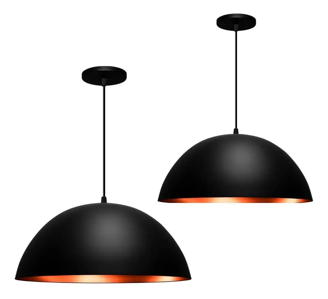 Kit 2 Pendente Meia Lua 30 Cm ( Preto/cobre )