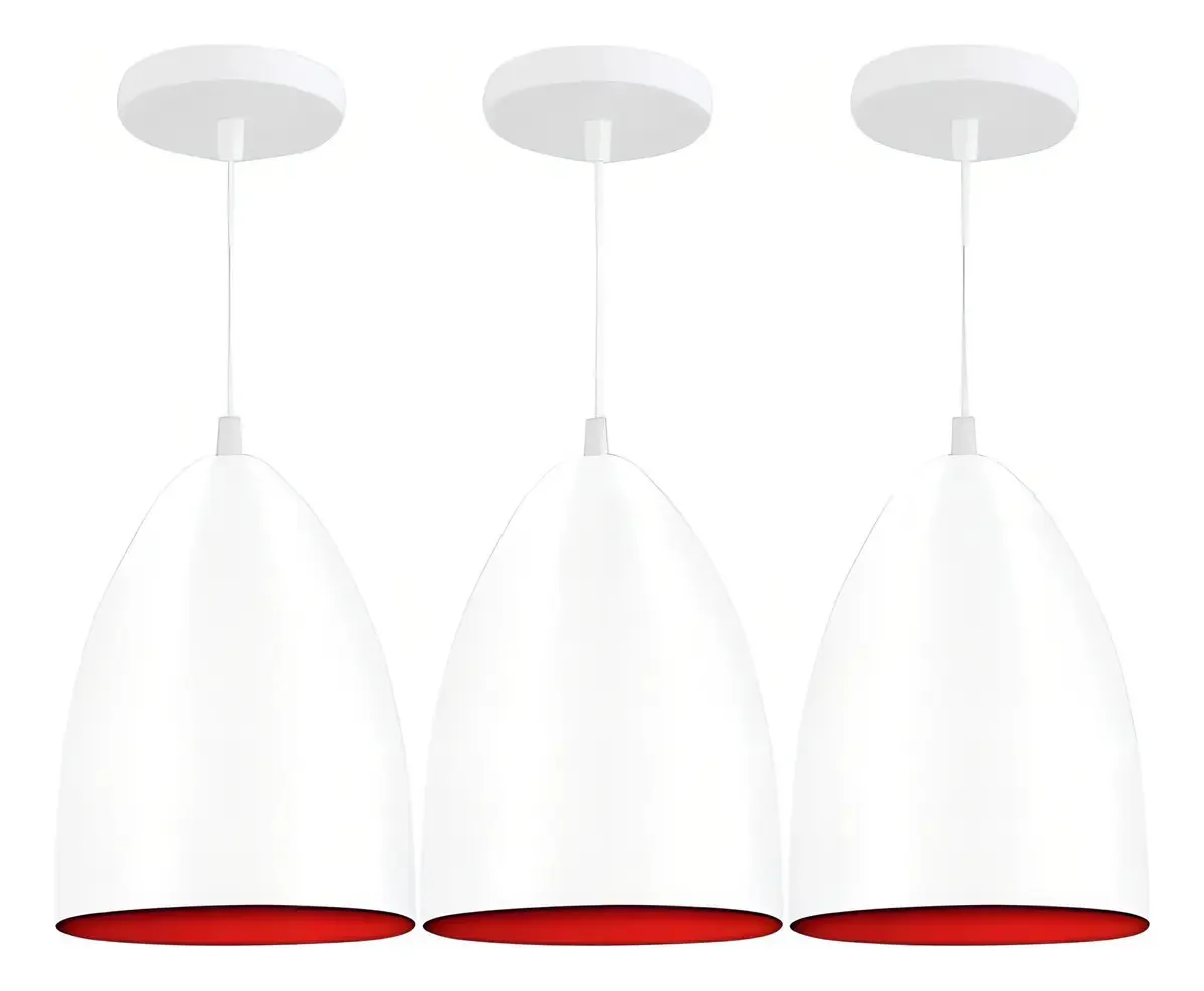 Kit 3 Pendentes Vegas ( Branco/vermelho )