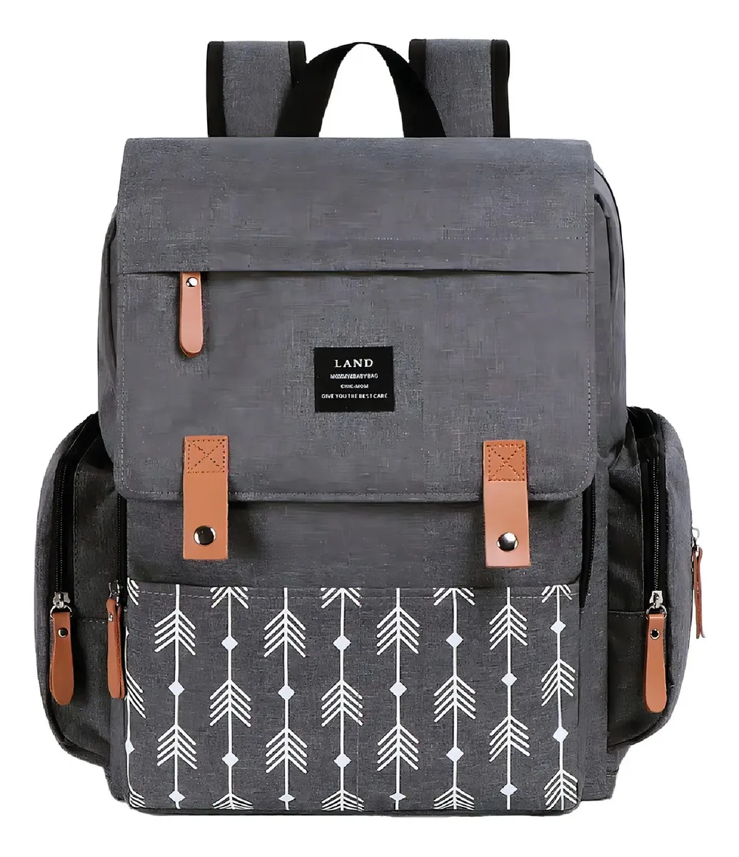 Mochila The Land Maternidade Desenho Mochila Maternidade Cor Cinza Com Flechas