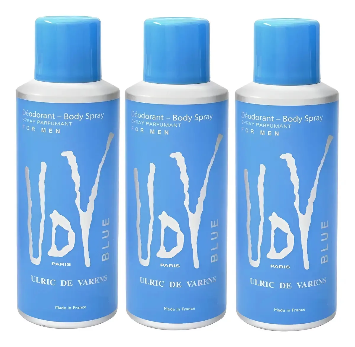 Kit 3 Desodorantes Udv Blue Masculino 200ml Ulric De Varens