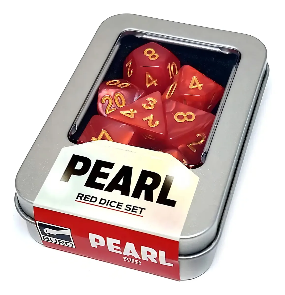 Kit De 7 Dados Rpg: Pearl - Red (vermelho)