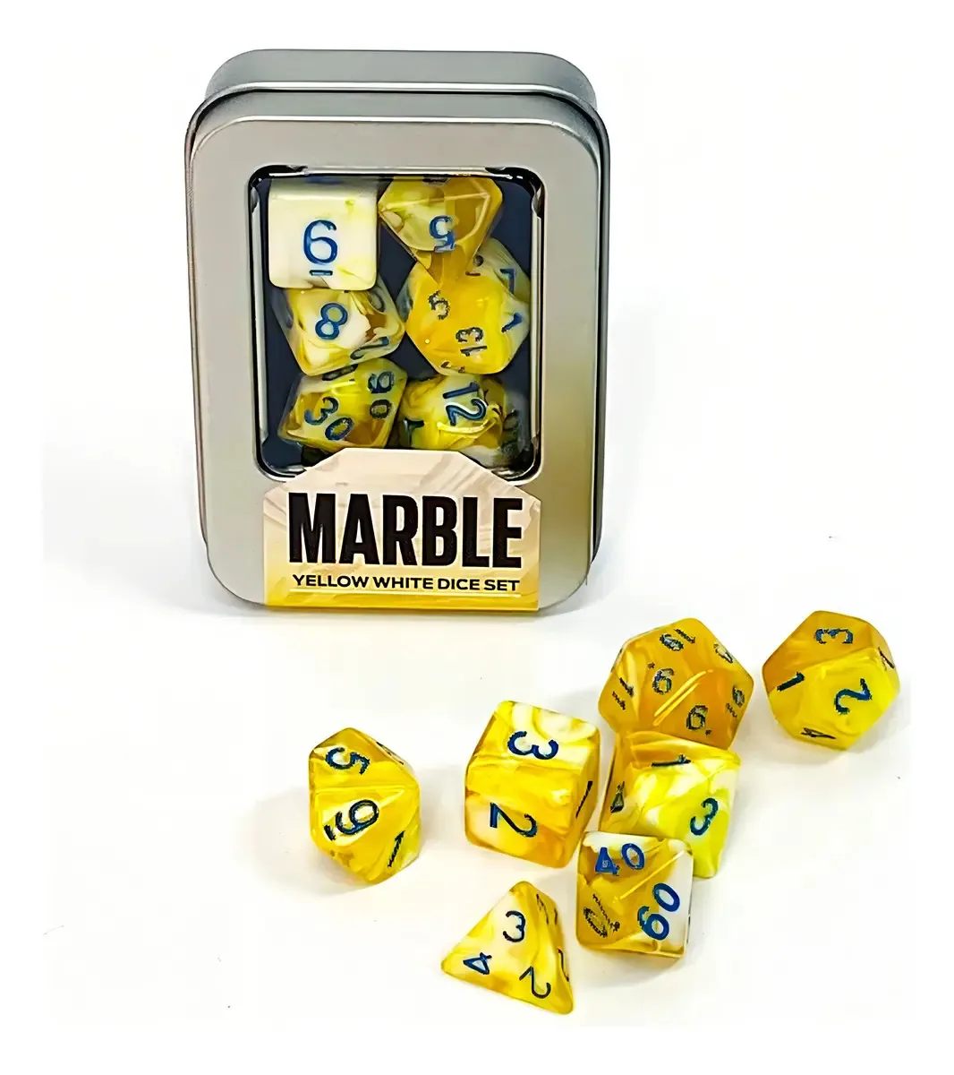 Kit De Dados: Marble - Yellow White Cor Amarelo-claro