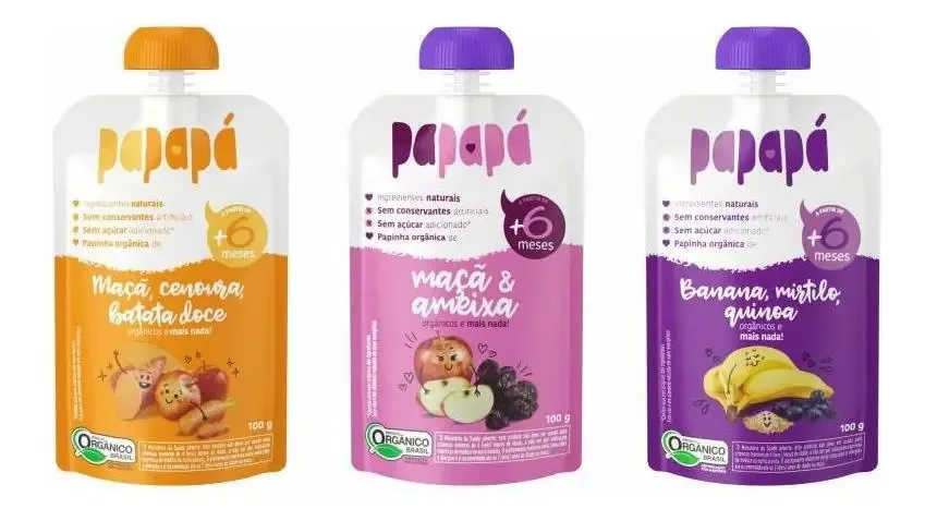 Kit 18 Papinhas Orgânicas Papapá 3 Sabores Frutas E Vegetais