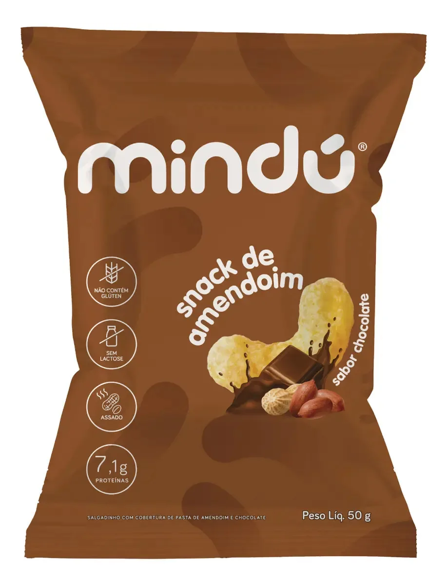 Kit 3 Unid Mindú Snacks 8g De Proteína Sabor Chocolate 50g