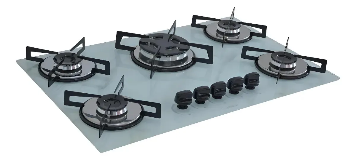 Cooktop 5 Bocas Tripla Chama Chamalar - Marmorizado Branco