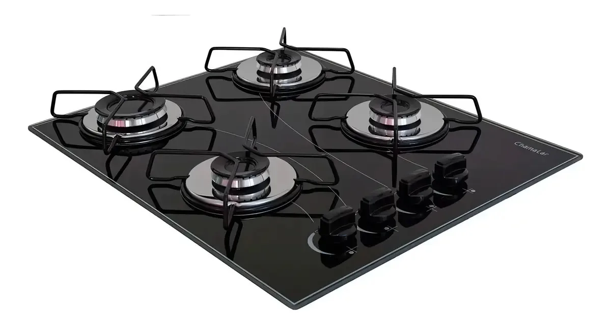 Cooktop Premium Chamalar Glp 4bcs Ultra Chama Preto Bivolt