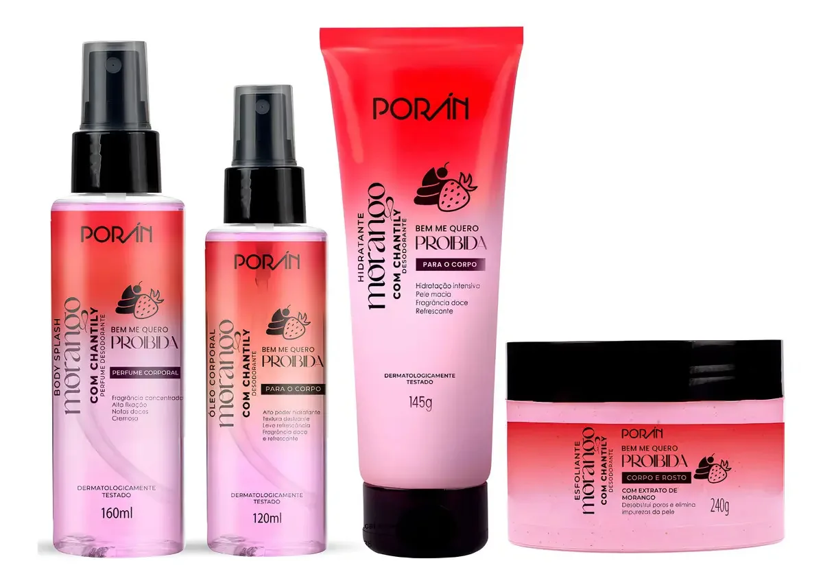 Kit Banho Premium Sensual Cereja Com Champagne Pele Porán