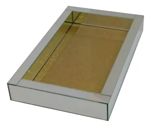 Bandeja Dubai Espelhada Decorativa. - Dourado - 40x60x05
