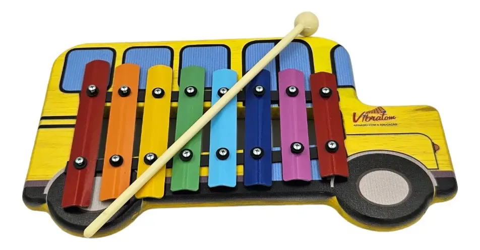 Metalofone Infantil Onibus Amarelo Afinado - Vibratom
