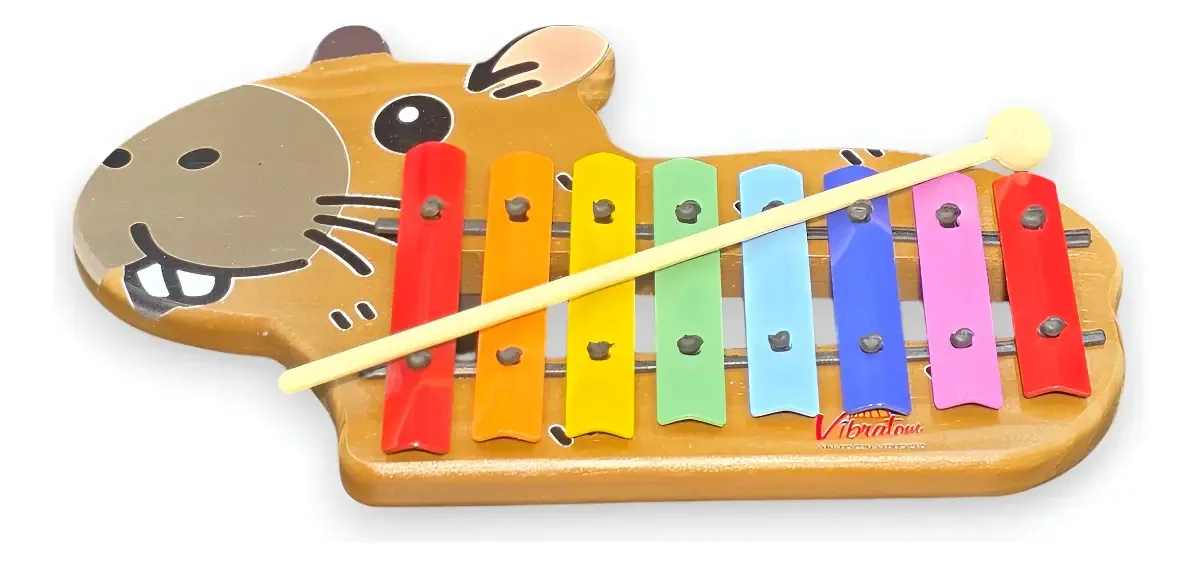 Metalofone Infantil Capivara 8 Teclas Afinado Vibratom Marrom-claro
