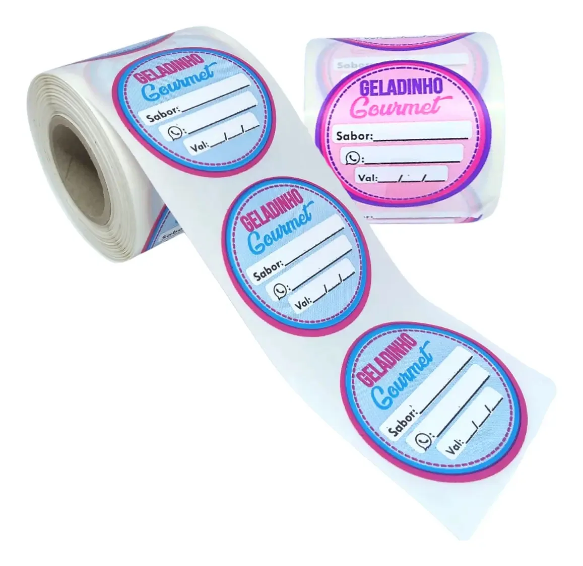 Etiquetas Geladinho Gourmet Cor Rosa