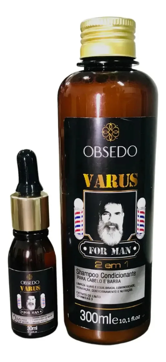 Shampoo Barba Cabelo Condicionante 2em1 + Óleo Brilho Hidrat