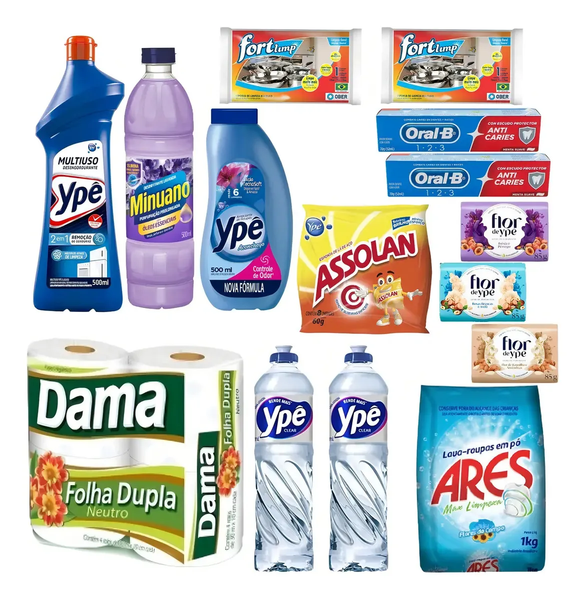 Cesta Básica De Limpeza E Higiene - 15 Itens Super Clean